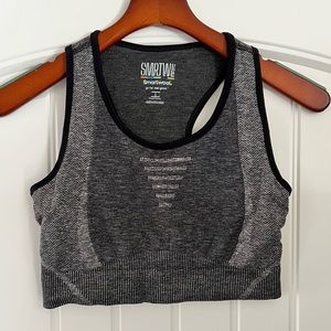 Smartwool | Women’s Intraknit Racerback Sports Bra | Large | Black/Gray/Heather